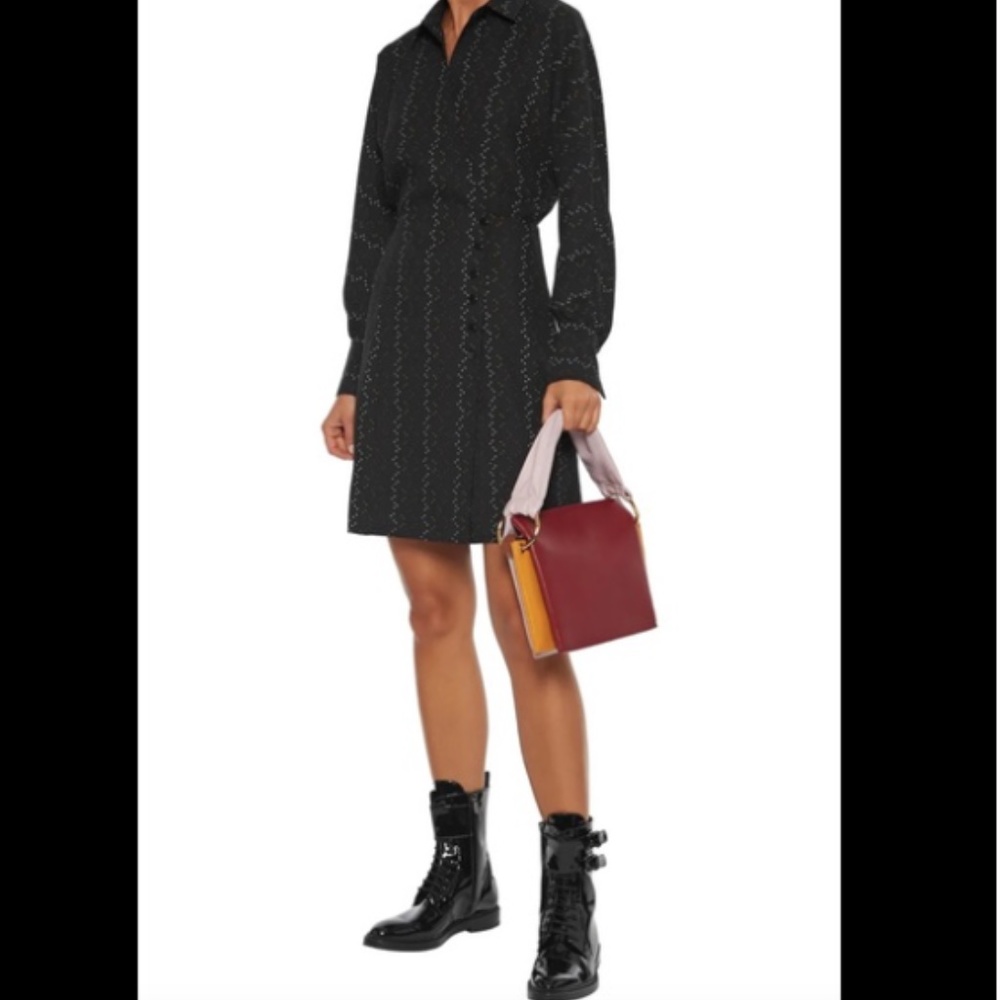 Equipment Harmon Black Printed Crepe Mini Wrap Casual Dress- Size Large